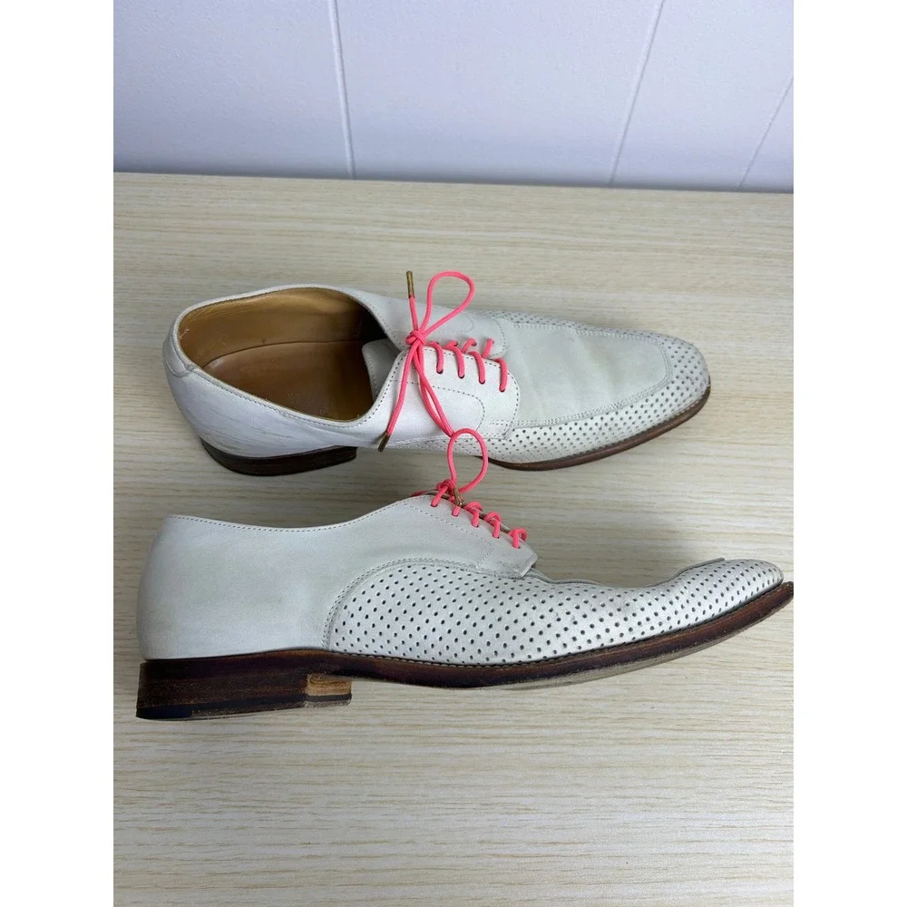 VTG Peal & Co‎ Brooks Brothers Men Dress Shoes 9D White Wingtip Oxfords Leather
